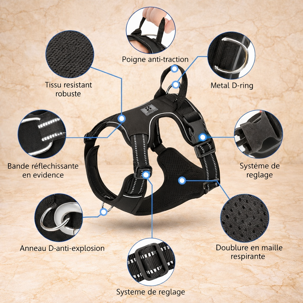 PowerPaw™ Harnais Anti-Traction Réfléchissant pour Chien